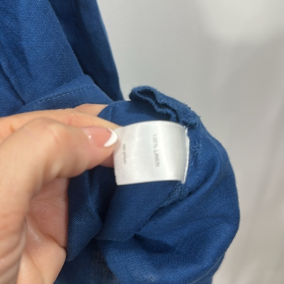 J.Jill Love Linen Blue Button Down Tunic Top Side Tie size large.100% linen - Picture 6 of 10